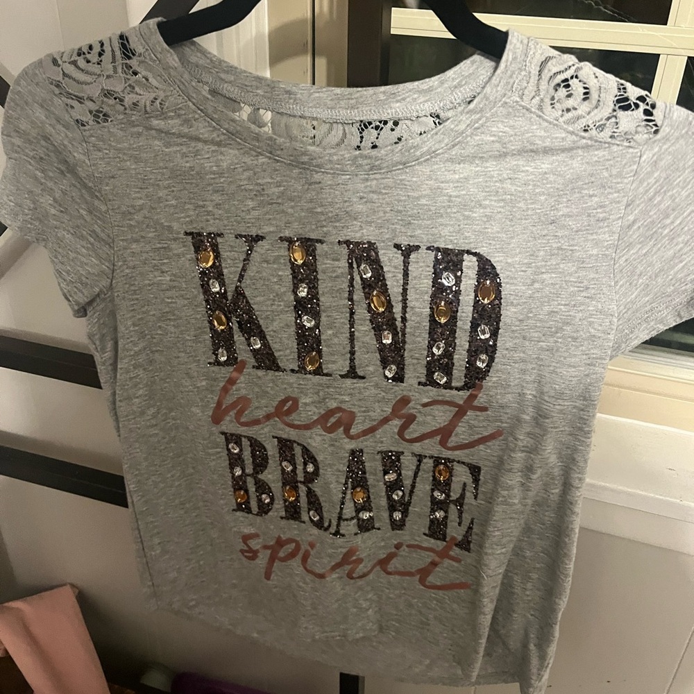 Gray Kids Shirt with Sequin Design